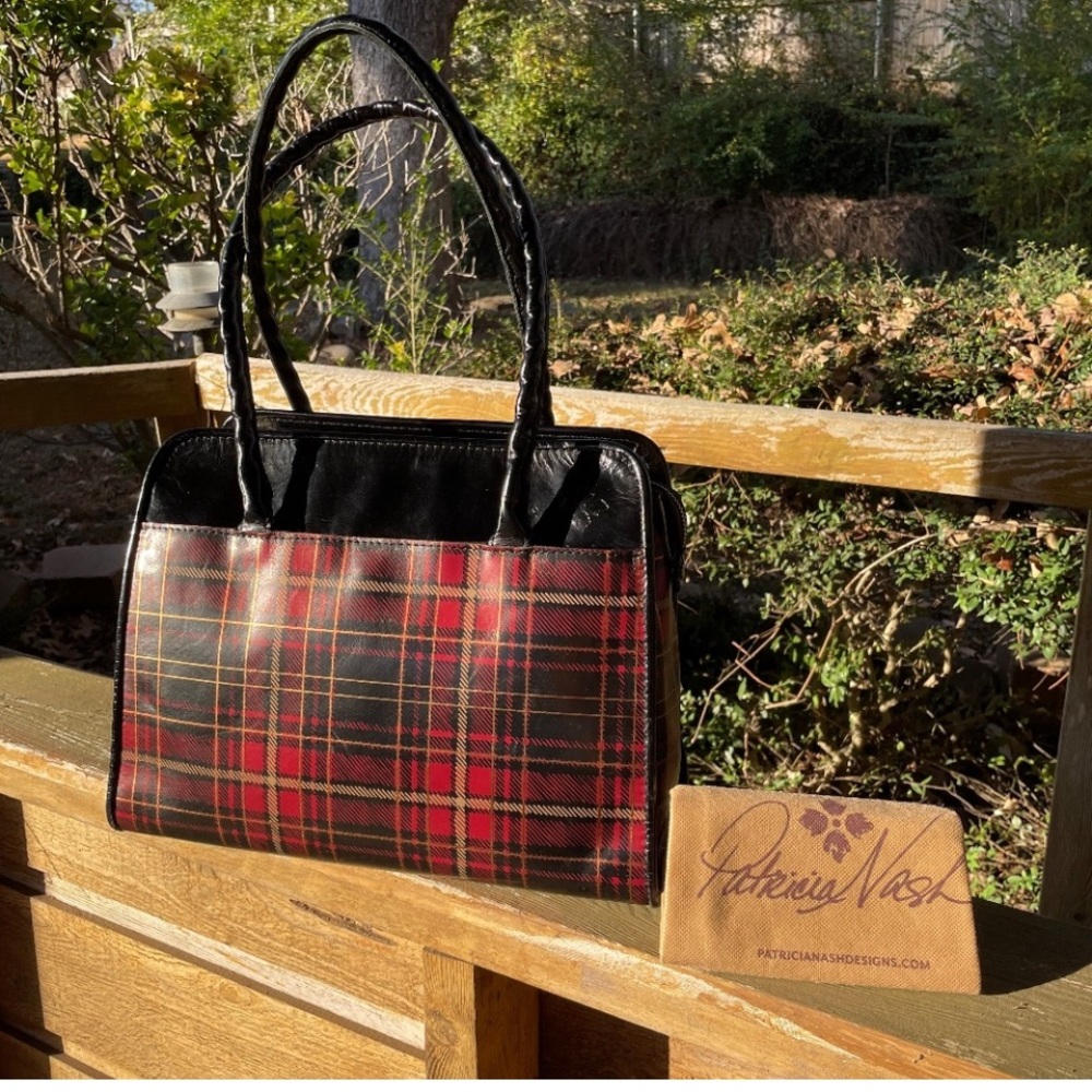 Patricia Nash Tartan Calvi Black and Red Plaid Shoulder Bag